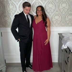 Bridesmaid wine long dress